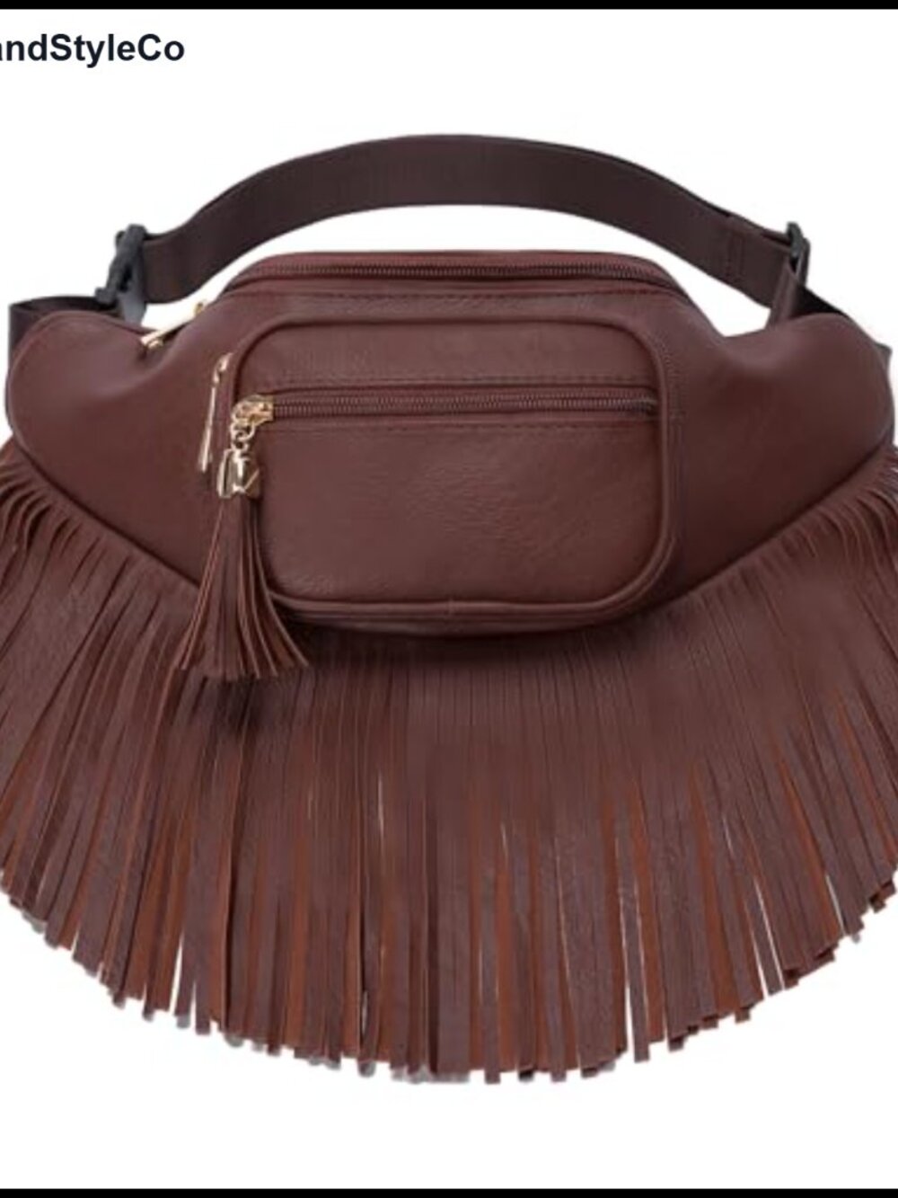 Faux Leather Fringe Waist Pack Women Multi Zipper Pockets Travel Fanny Pack